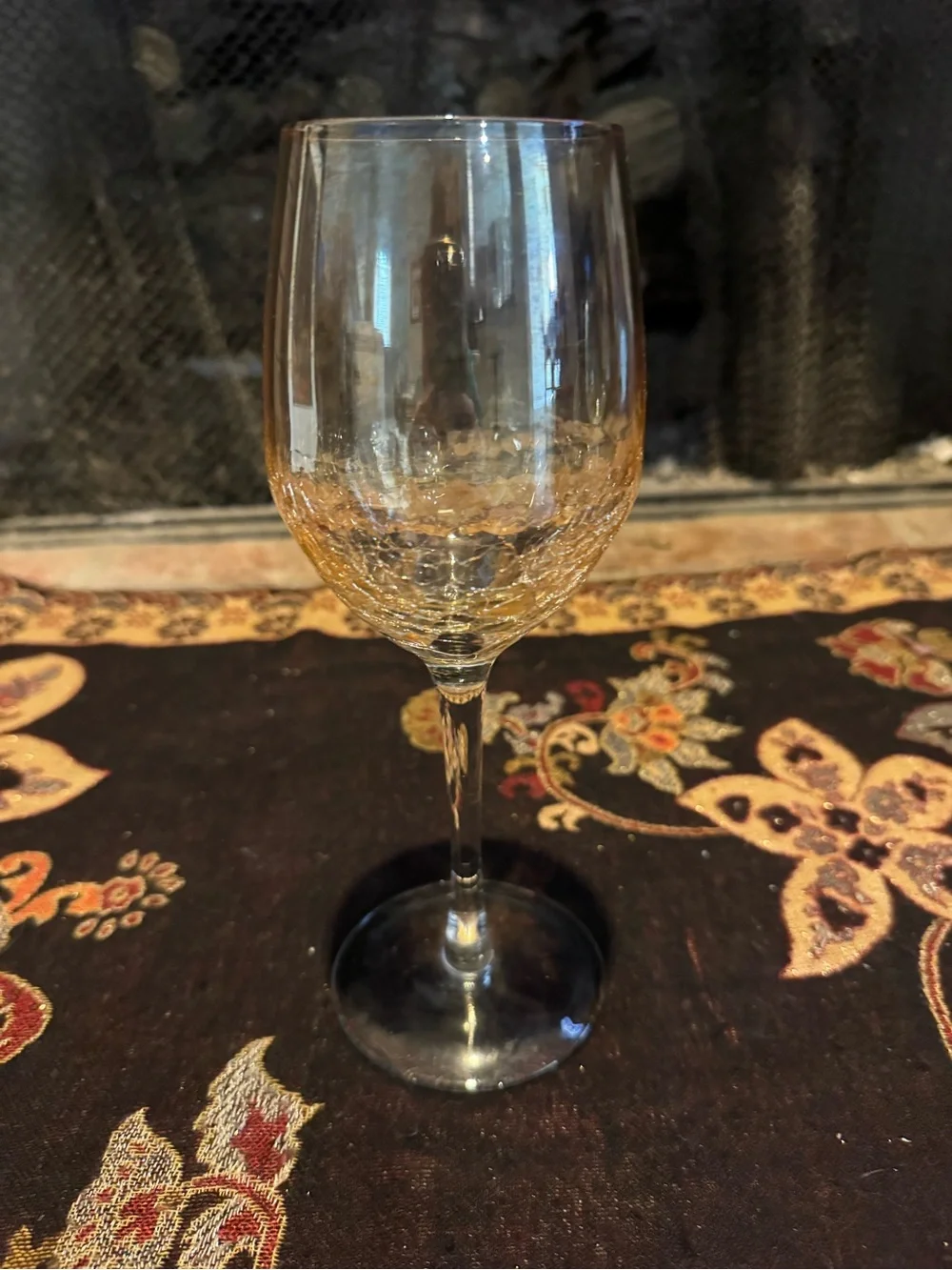 Pier 1 Imports amber crackle wine glass